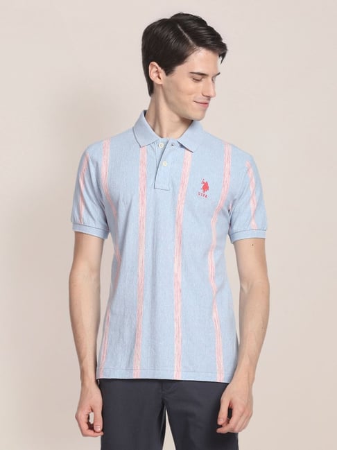 Buy U.S. Polo Assn. Pink Cotton Polo T-Shirt for Men's Online