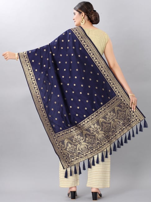 Buy Silk Land Navy Woven Pattern Dupatta for Women Online @ Tata CLiQ