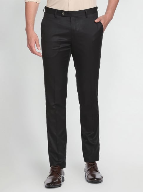 Arrow Black Regular Fit Trousers-picture-27