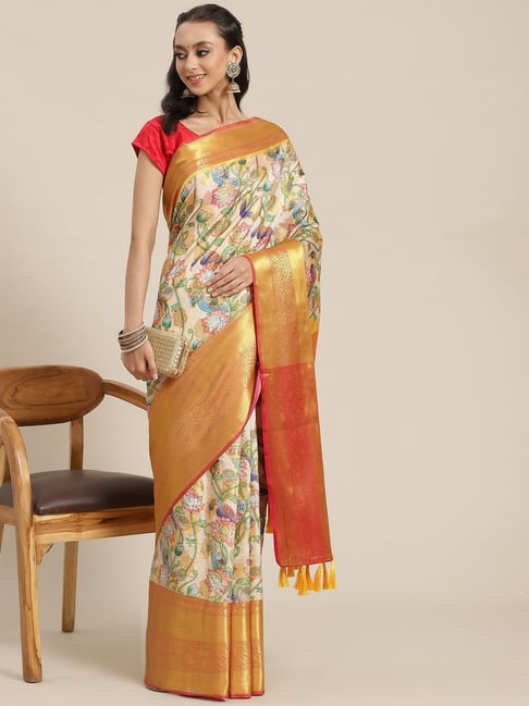 Buy Silk Land Silk Brown Woven Saree With Unstitched Blouse for Women  Online @ Tata CLiQ