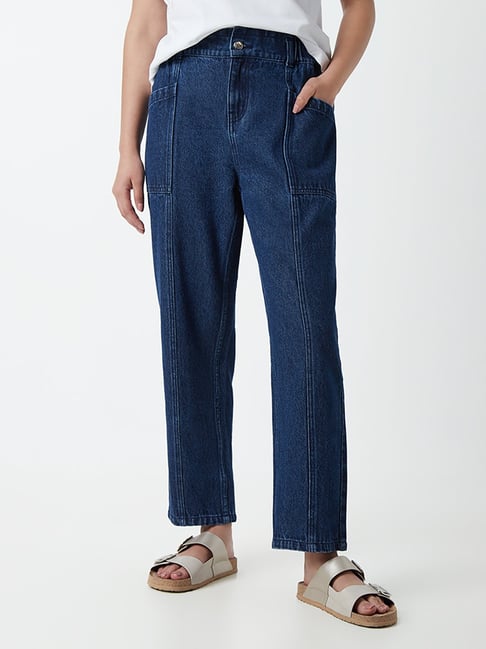 LOV by Westside Dark Blue Paperbag Jeans