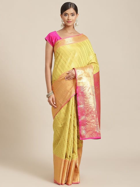 Buy Silk Land Silk Brown Woven Saree With Unstitched Blouse for Women  Online @ Tata CLiQ
