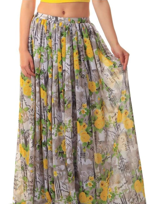 Cation Grey Printed Maxi Skirt Price in India