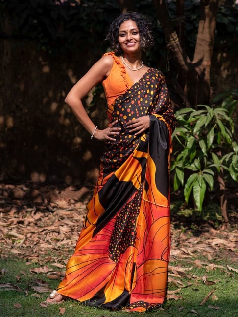 Kangana Ranaut's Rusty Orange & Black Kanchipuram Silk Saree (Made to –  madhurya.com