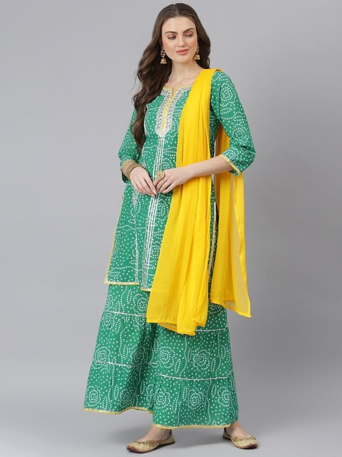 Buy Jaipur Kurti Women Yellow Yoke Design Straight Kurta - Kurtas for Women  2039865 | Myntra