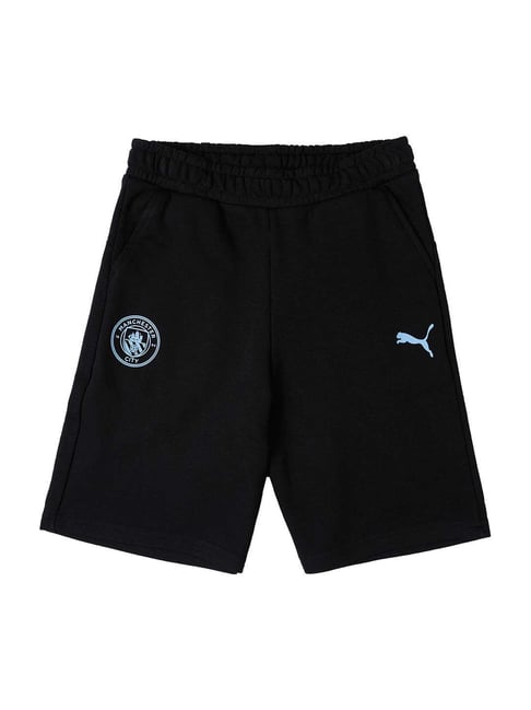 Puma Kids Manchester City FC ESS Black Cotton Logo Shorts