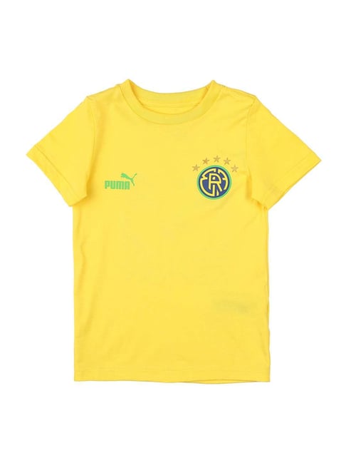 Puma Kids ftblCore Yellow Cotton Printed T-Shirt