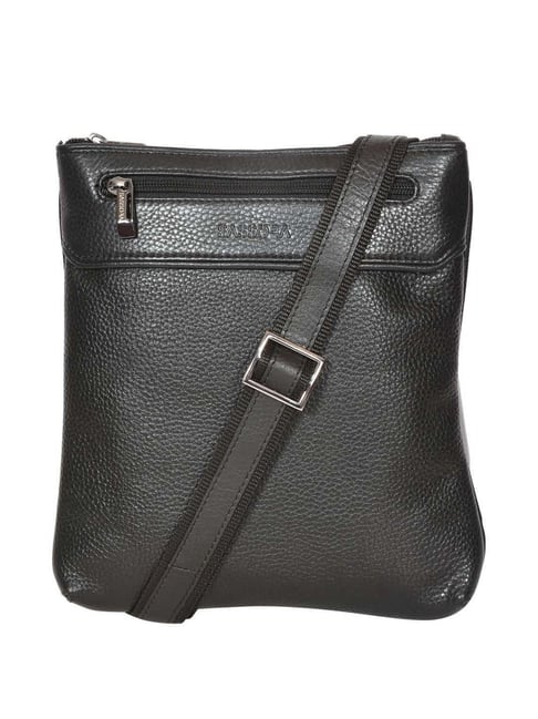 Buy Black Textured Leather Sling Bag by Tan & Loom Online at Aza Fashions.