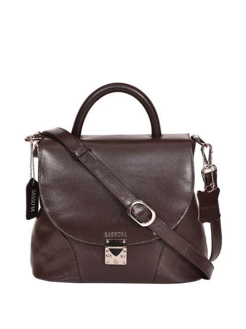Buy ELLE Brown Womens Zipper Closure Satchel Handbag | Shoppers Stop