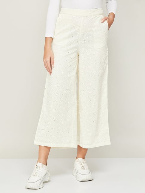 Buy NAARI Off White Linolio Schiffli Embroidered Ethnic Wear Wrap Pant for  Women's at Amazon.in