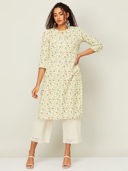 Melange floral print outlet straight kurta