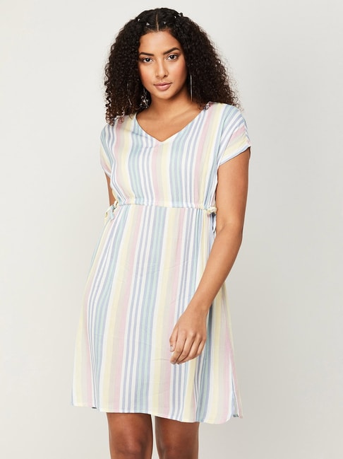 Fame Forever by Lifestyle Multicolored Striped Shift Dress Price in India