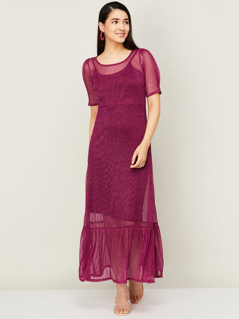 Code by Lifestyle Wine Embellished Maxi Dress Price in India