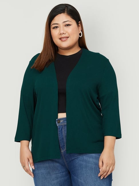 Nexus by Lifestyle Plus Size Green Plain Shrug