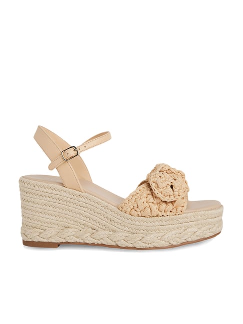 Aldo Women's Beige Ankle Strap Wedges