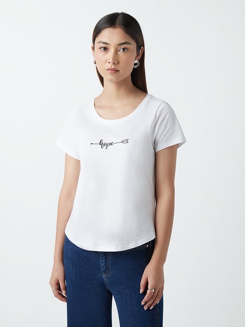 LOV by Westside White Printed T-Shirt Price in India