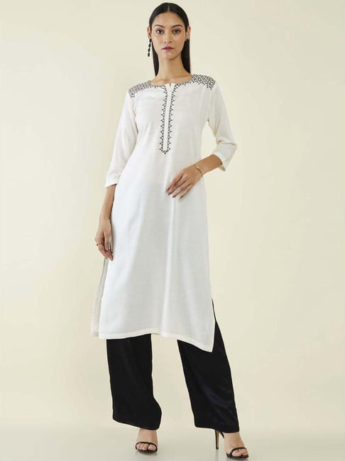 Buy Soch White Embroidered Straight Kurta for Women Online Tata CLiQ