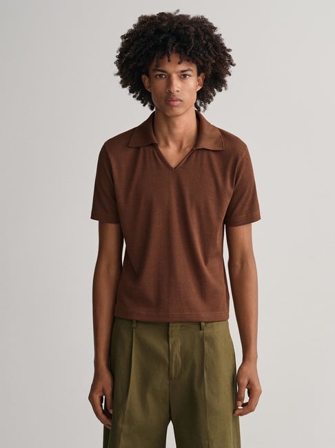 GANT Brown Slim Fit Polo T-Shirt
