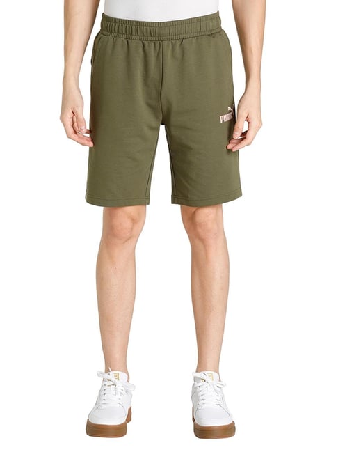 Puma Green Cotton Slim Fit Shorts