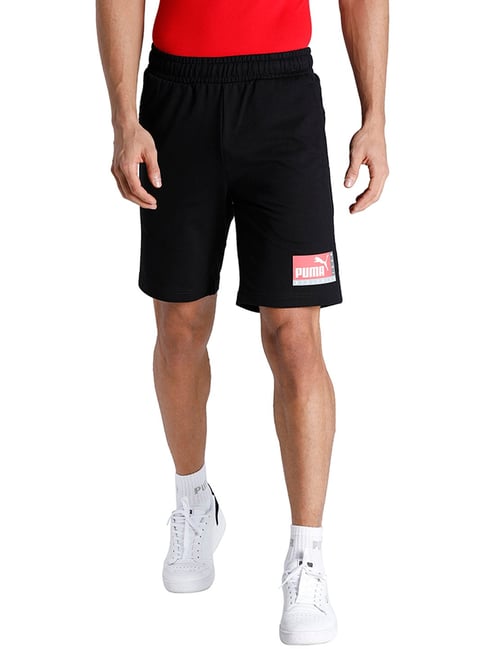Puma Black Cotton Slim Fit Printed Shorts-picture-36