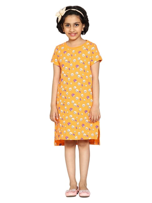 Kiddopanti Kids Orange Printed Night Dress-picture-20
