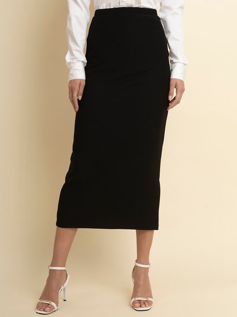 Fablestreet Black Midi Skirt Price in India