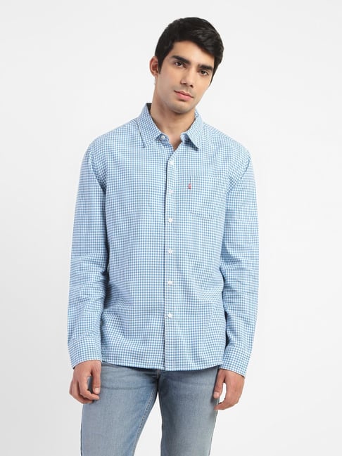 Levis Levi's Blue Cotton Slim Fit Checks Shirts