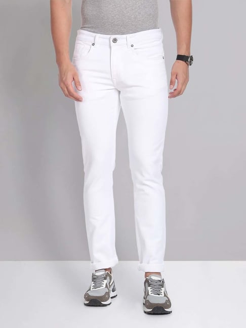 Buy AD by Arvind White Skinny Fit Lightly Washed Jeans for Men's