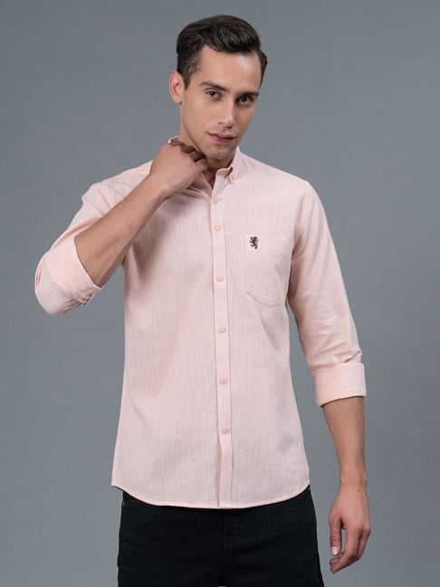 Red Tape Light Pink Regular Fit Shirt