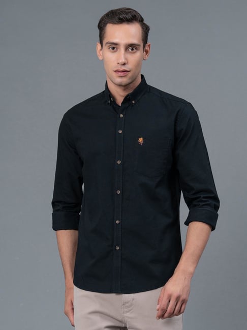 Red Tape Black Regular Fit Cotton Shirt