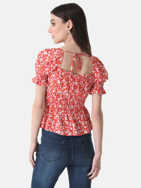 Only square neck peplum top in red gingham - part of a set