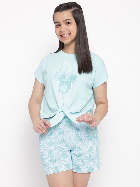 Lil Tomatoes Kids Blue Printed T-Shirt with Shorts