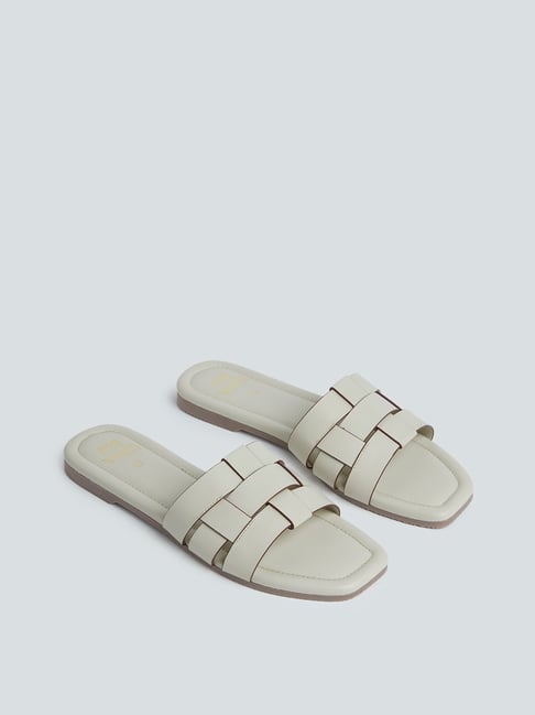 LUNA BLU by Westside Taupe Double Band Circle Trim Sandals