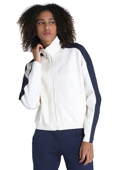 Puma White & Blue Regular Fit Jacket