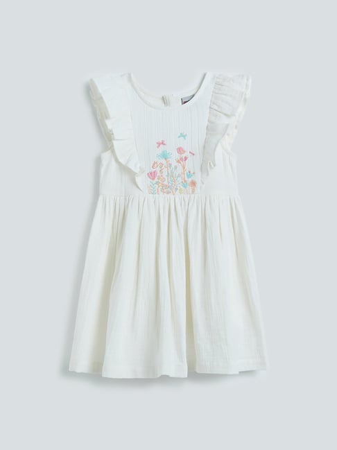 HOP Kids by Westside Off-White Embroidered Dress