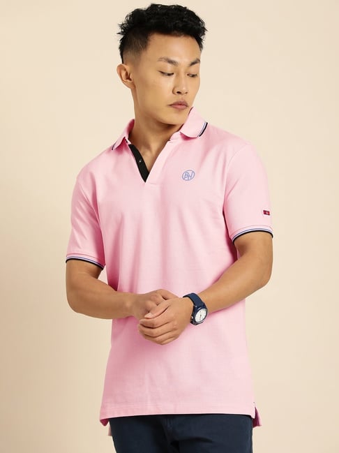 Being Human Pink Cotton Regular Fit Polo T-Shirt