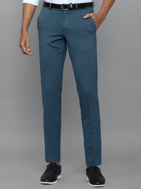 Buy Allen Solly Light Blue Slim Fit Flat Front Trousers for Mens Online   Tata CLiQ