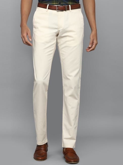 Allen Solly Beige Cotton Slim Fit Trousers