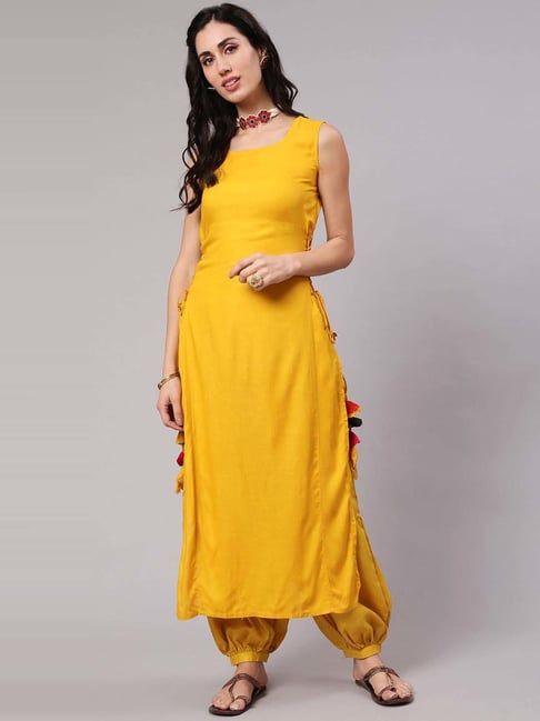 Aks Mustard Straight Kurta