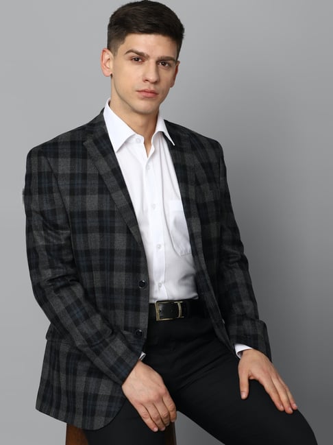 Buy Louis Philippe Grey Slim Fit Notch Lapel Check Blazer for Men's Online  @ Tata CLiQ