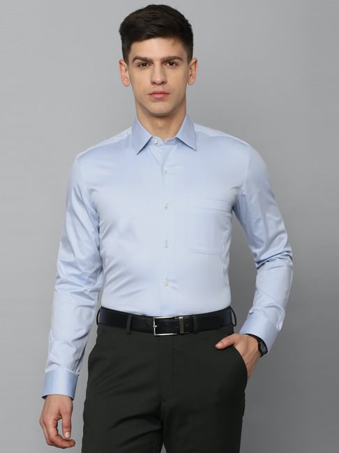 Louis Philippe Blue Cotton Slim Fit Formal Shirt