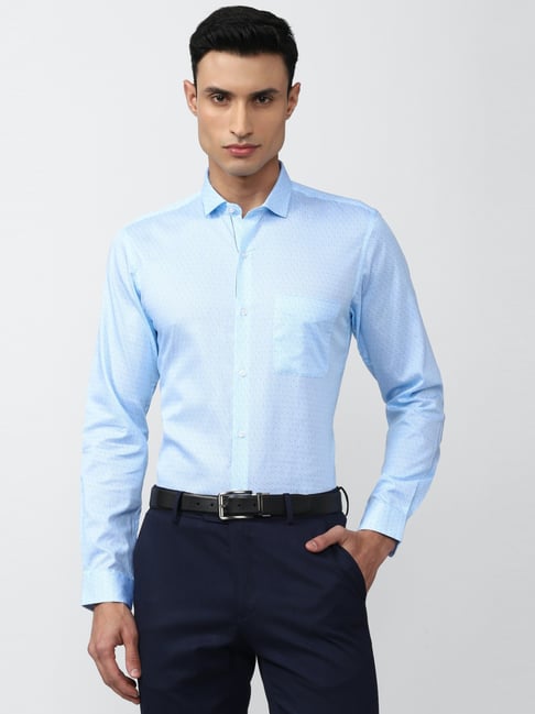 Peter England Blue Cotton Slim Fit Printed Shirt-picture-42