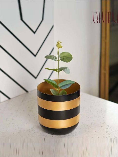 The Artment Luxuriant Life Golden & Black Iron Planter Pot