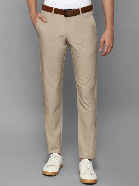 Allen Solly Beige Slim Fit Flat Front Trousers