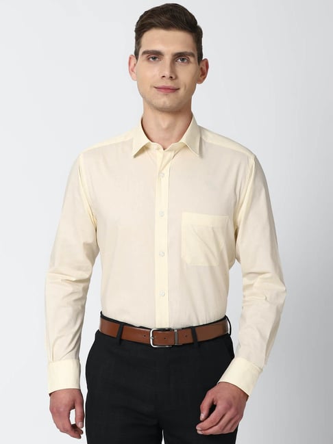 Peter England Yellow Regular Fit Cotton Shirt