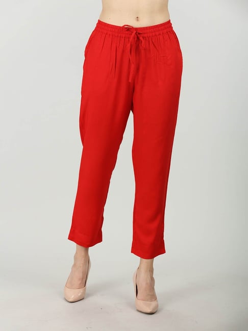 thread game Regular Fit Women Red Trousers - Buy thread game Regular Fit  Women Red Trousers Online at Best Prices in India | Flipkart.com