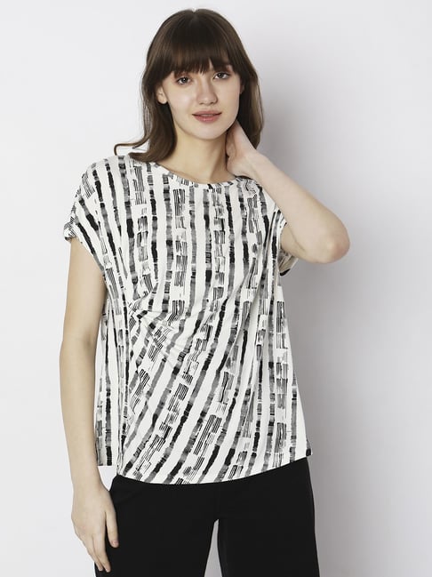Vero Moda White Abstract Pattern Top Price in India