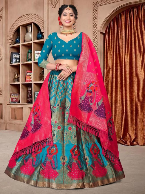 Red And Blue Contrast Lehenga Designs 2019 - YouTube