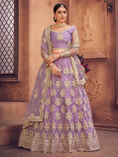 Buy Panchhi Lavender Semi Stitched Lehenga Choli Set With Dupatta for Women  Online @ Tata CLiQ