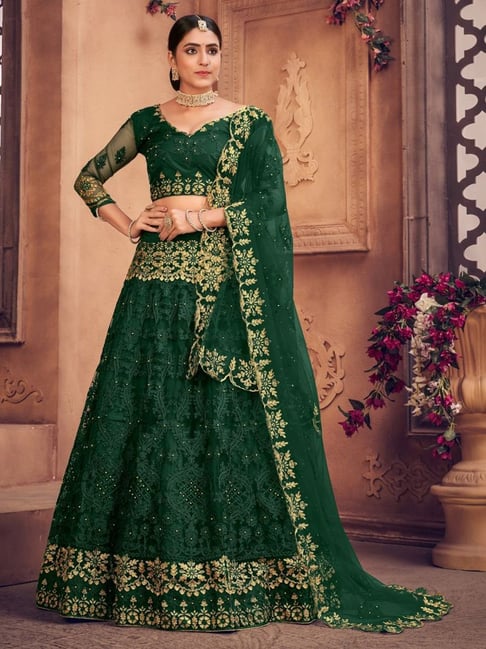 Buy Embroidered Semi Stitched Lehenga Choli And Dupatta Set (Diya) Online  In India At Discounted Prices